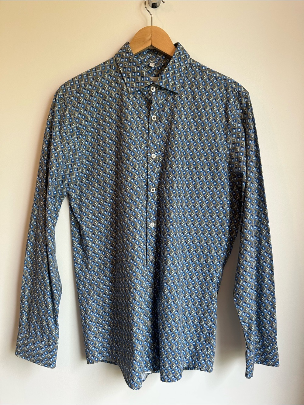 Haupt Modern Fit Men's 3D Geometric Cube Print Dress Shirt 39/40 M